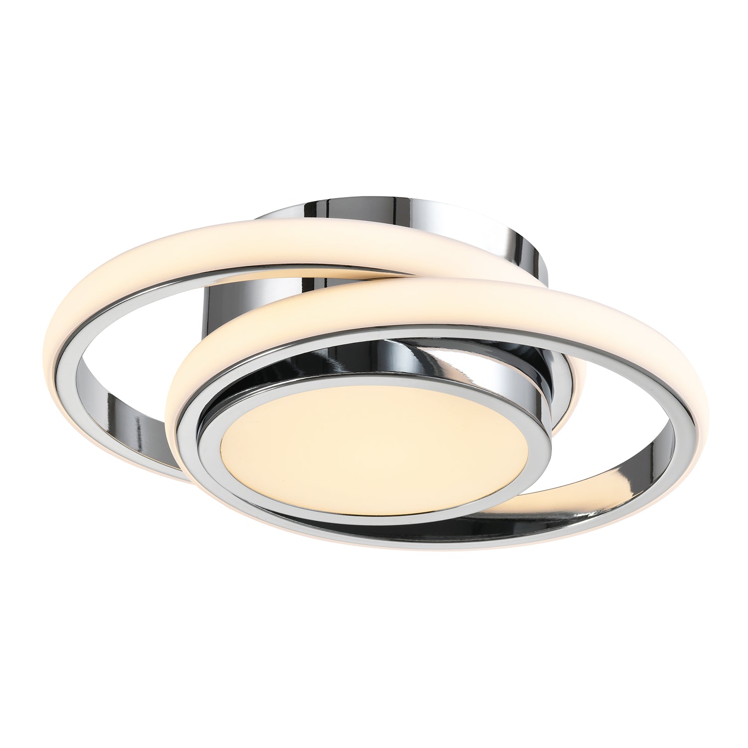 Modern LED Ceiling Light with Chrome Rings and Central Downlighter Image 2