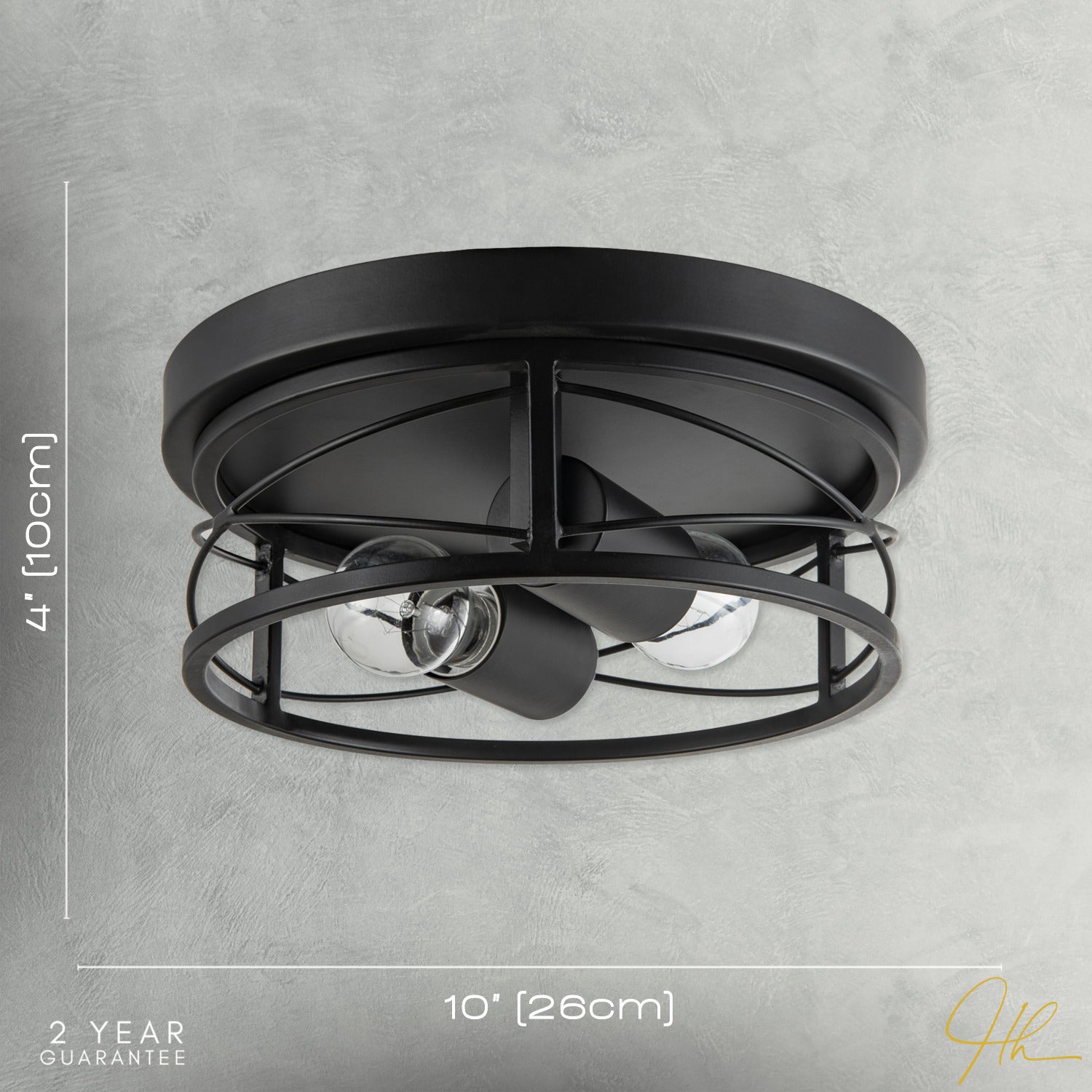 Industrial Vintage Black Round Flush Ceiling Light with Wire Design Image 7