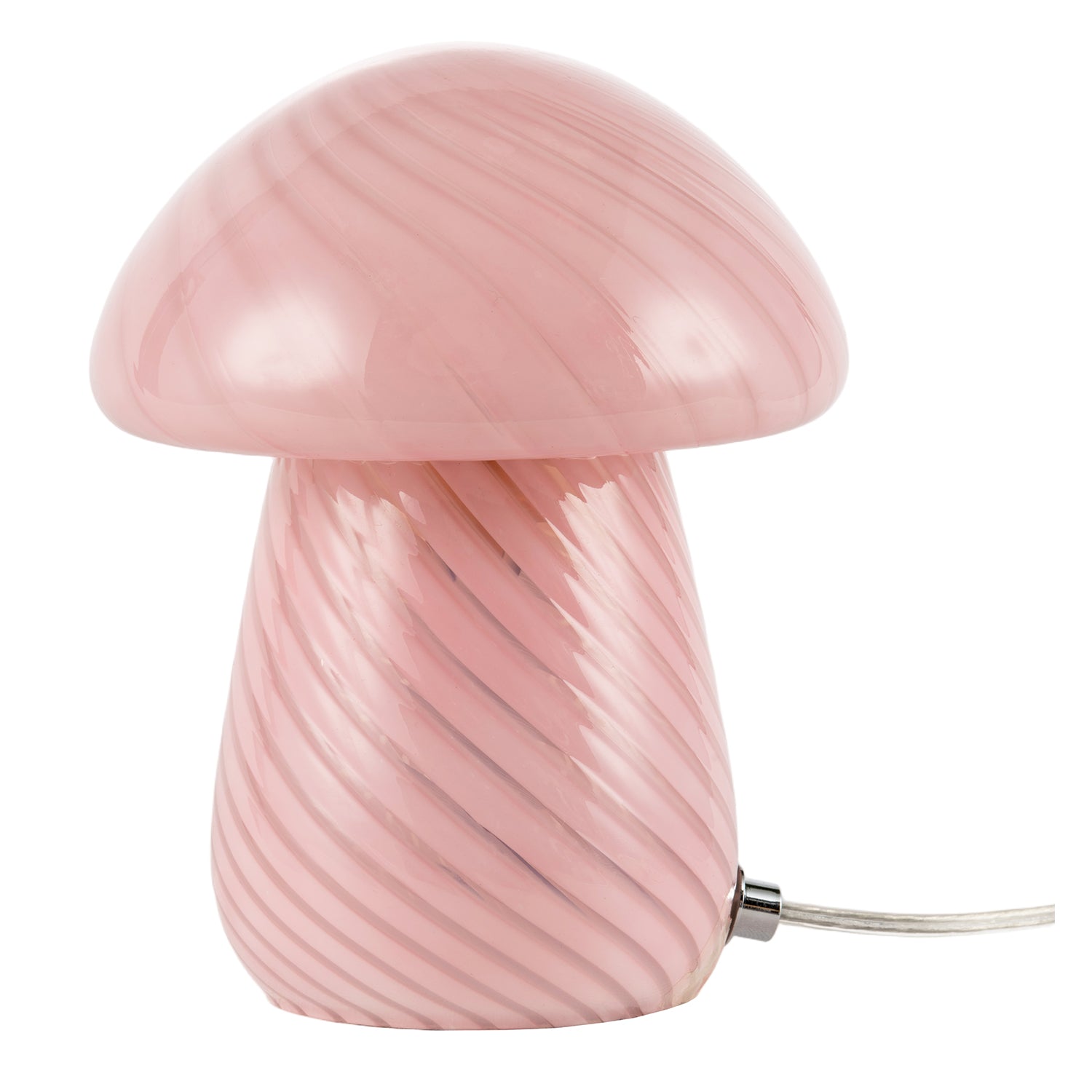 Contemporary Mushroom Glass Table Lamp with Pink Stripe Effect Pattern Image 3