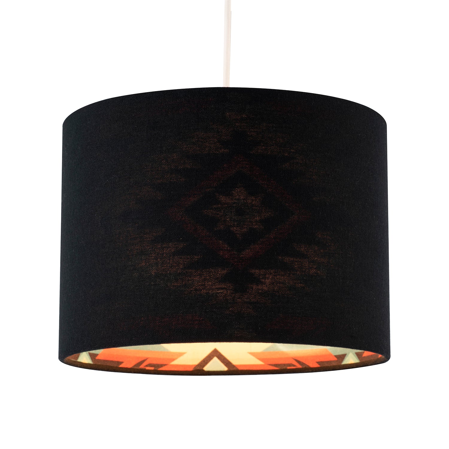 Modern Colourful Aztec Designed Lamp Shade with Black Linen Fabric Image 2
