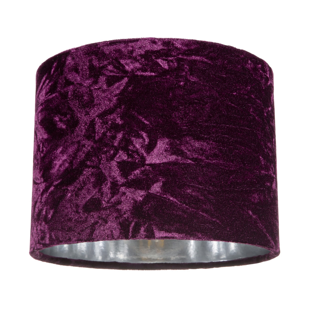 Modern Purple Crushed Velvet 8" Table/Pendant Lampshade with Shiny Silver Inner Image 1