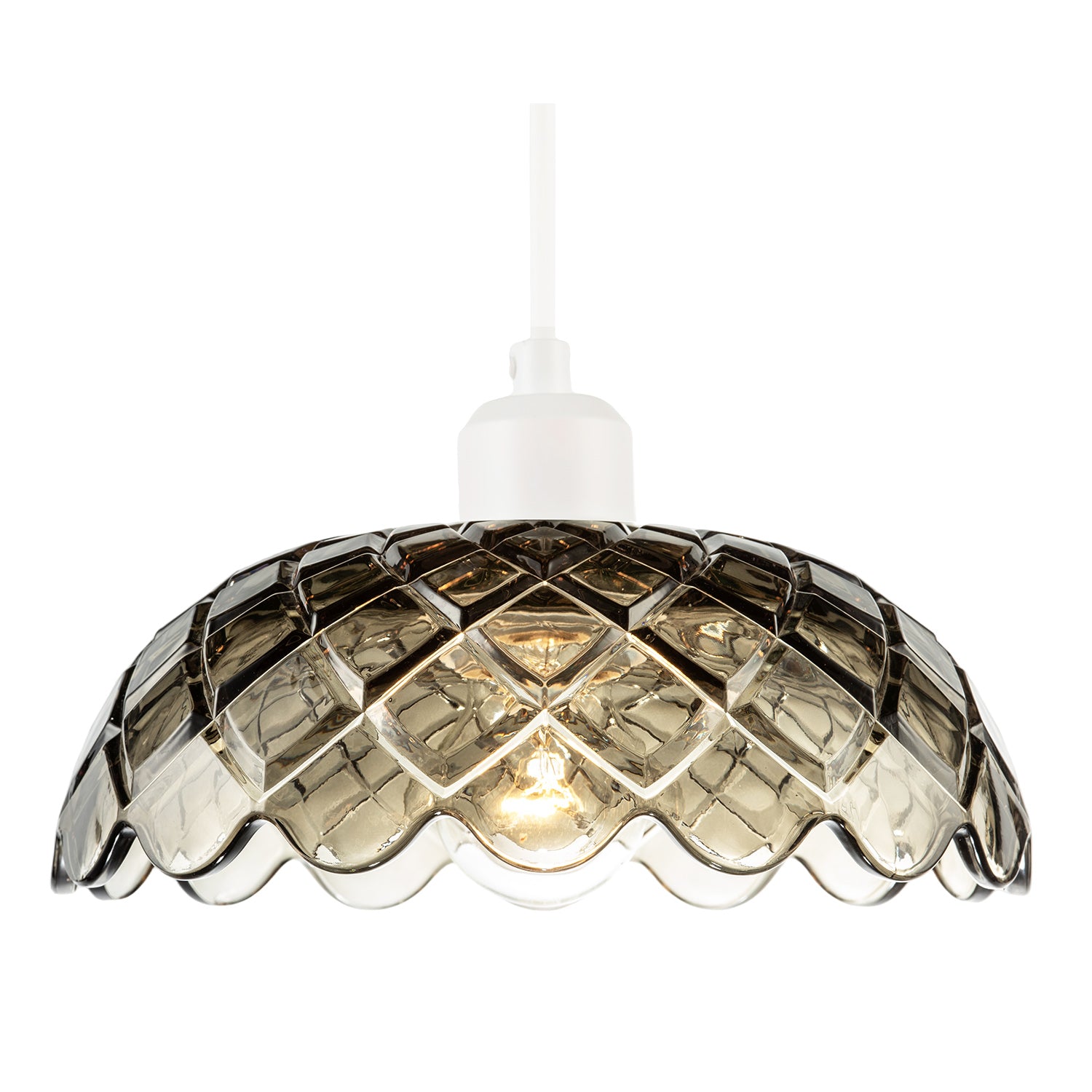 Smoked Grey Pendant Lighting Shade with Scalloped Edge Silhouette Image 2