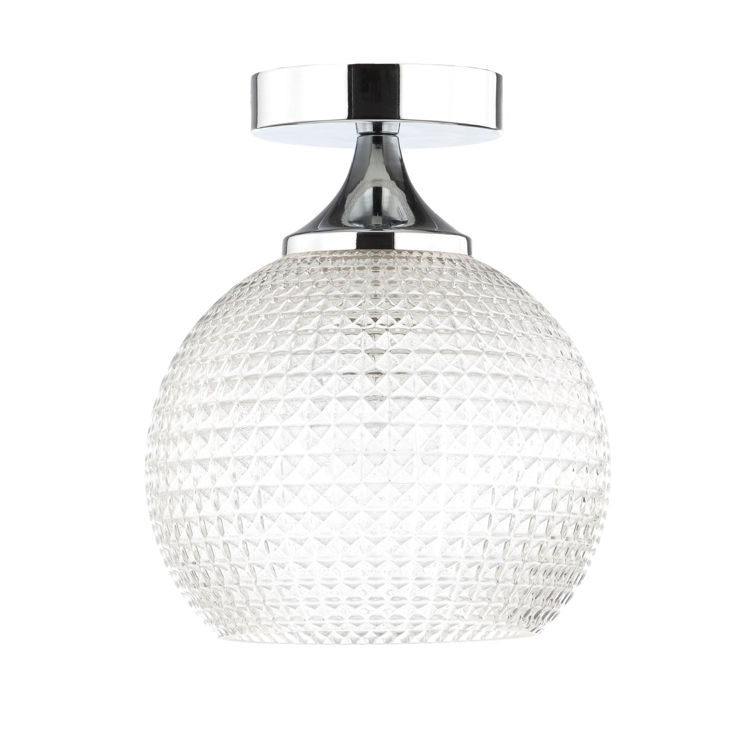 Stylish and Classic Chrome Plated IP44 Bathroom Ceiling Light with Clear Glass Image 1