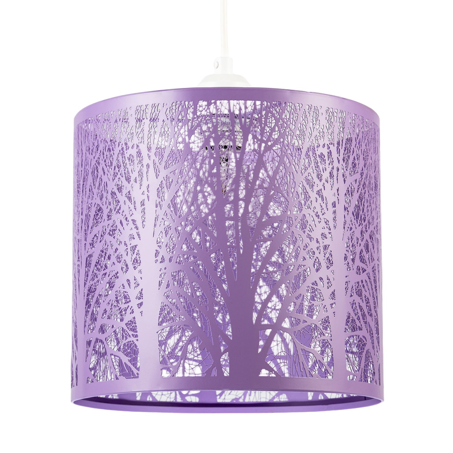 Unique and Beautiful Lavender Lilac Metal Forest Design Pendant Shade Image 1