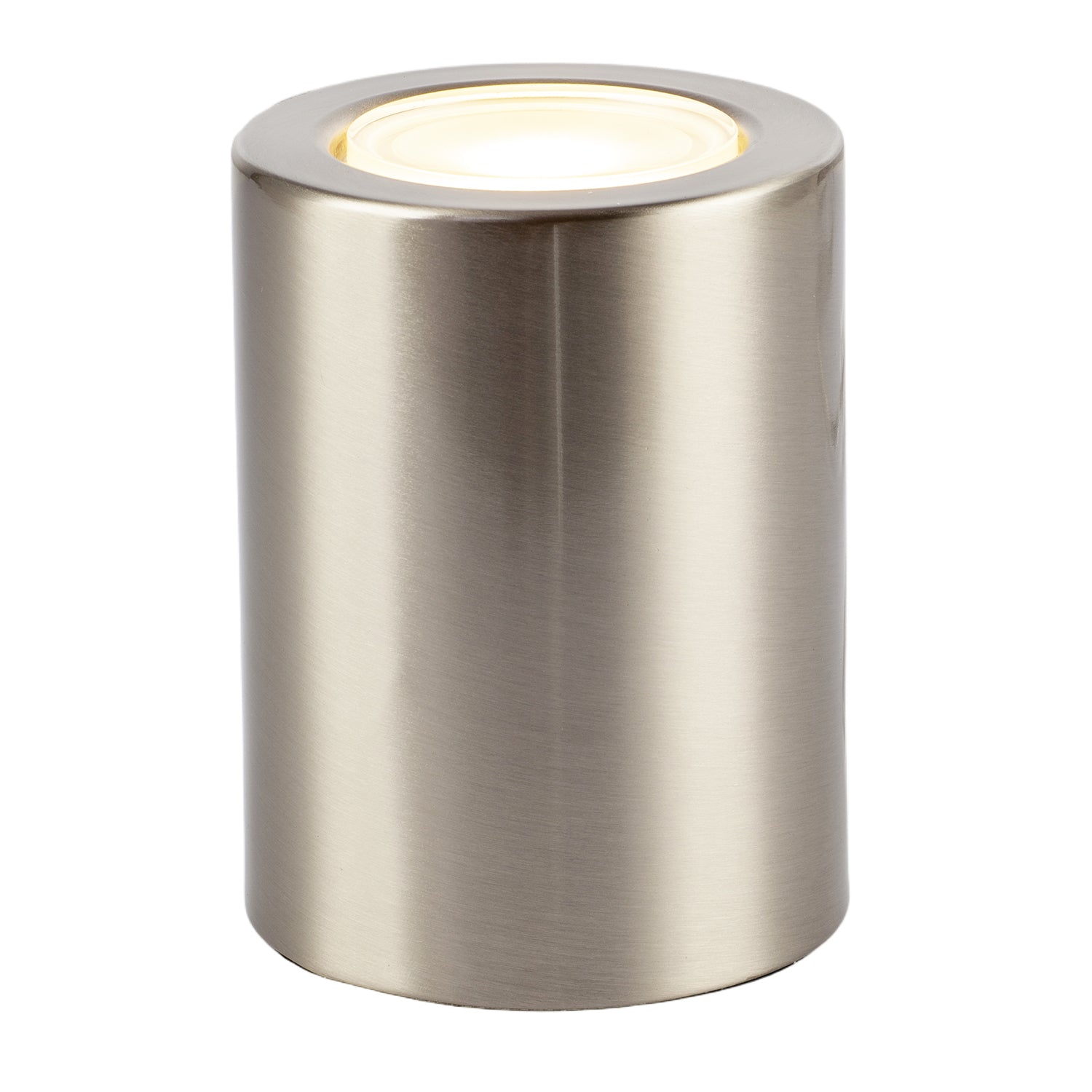 Cylindrical Nickel LED Uplighter with Minimalist Architectural Design Image 2