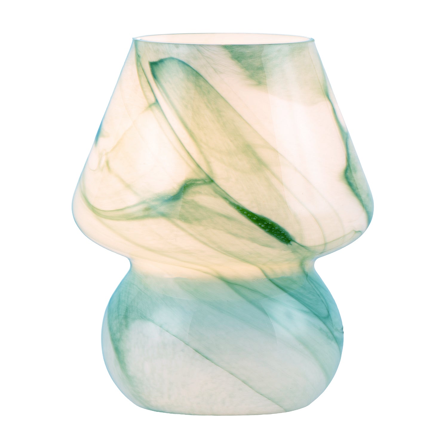 Modern Mini Mushroom Glass Table Lamp with Blue Teal Effect Pattern Image 3