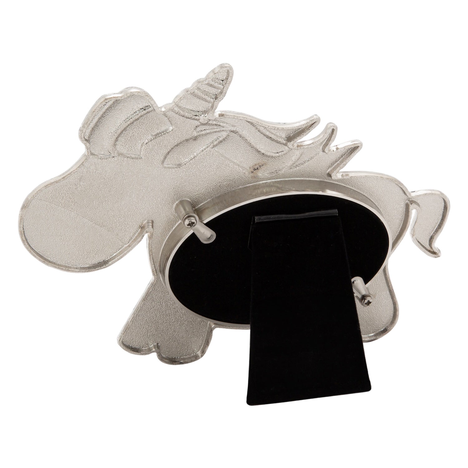 Cute Unicorn Themed Shiny Nickel Plated Metal Baby Oval Picture Frame Image 4