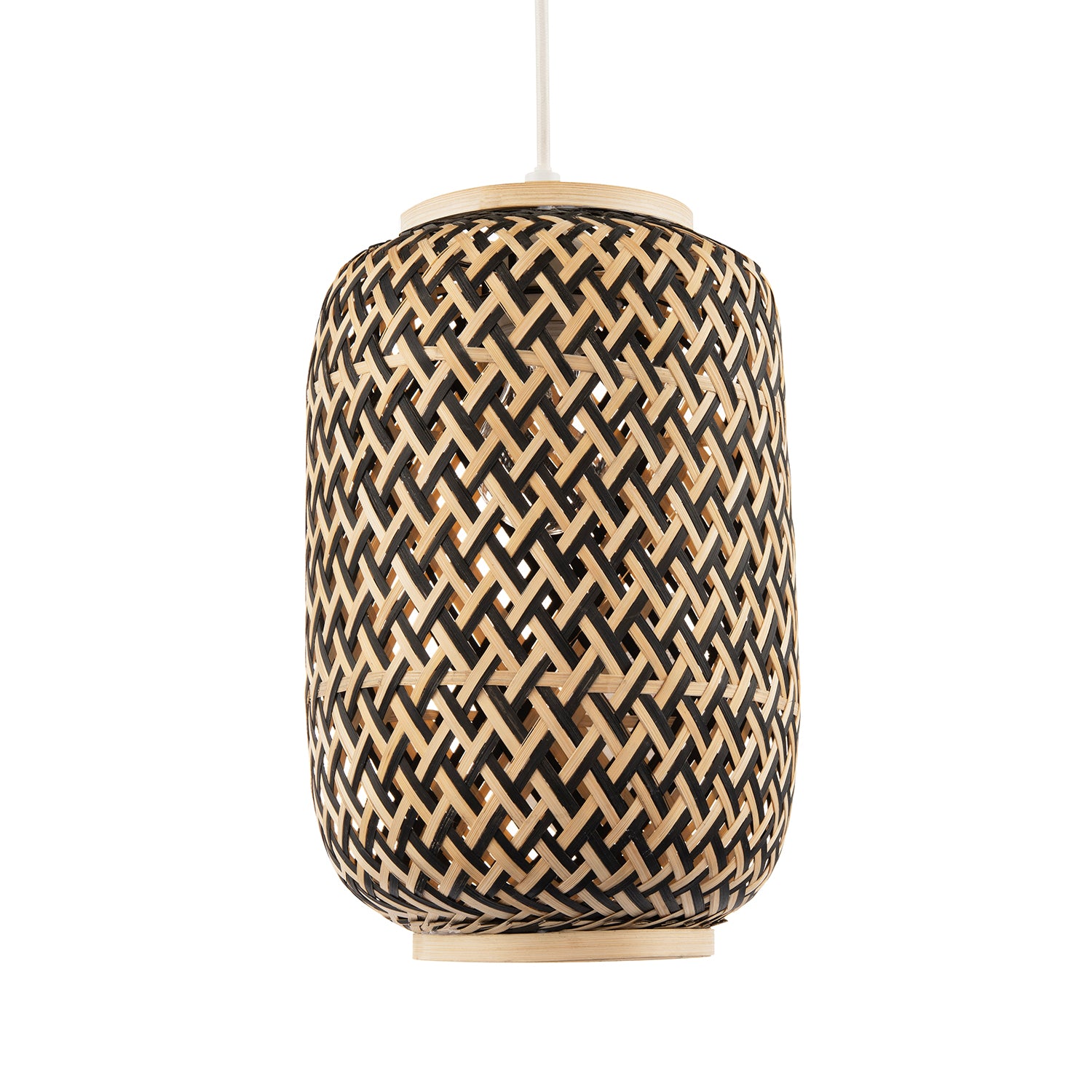 Handmade Natural Brown and Black Two Tone Rattan Pendant Light Shade Image 2
