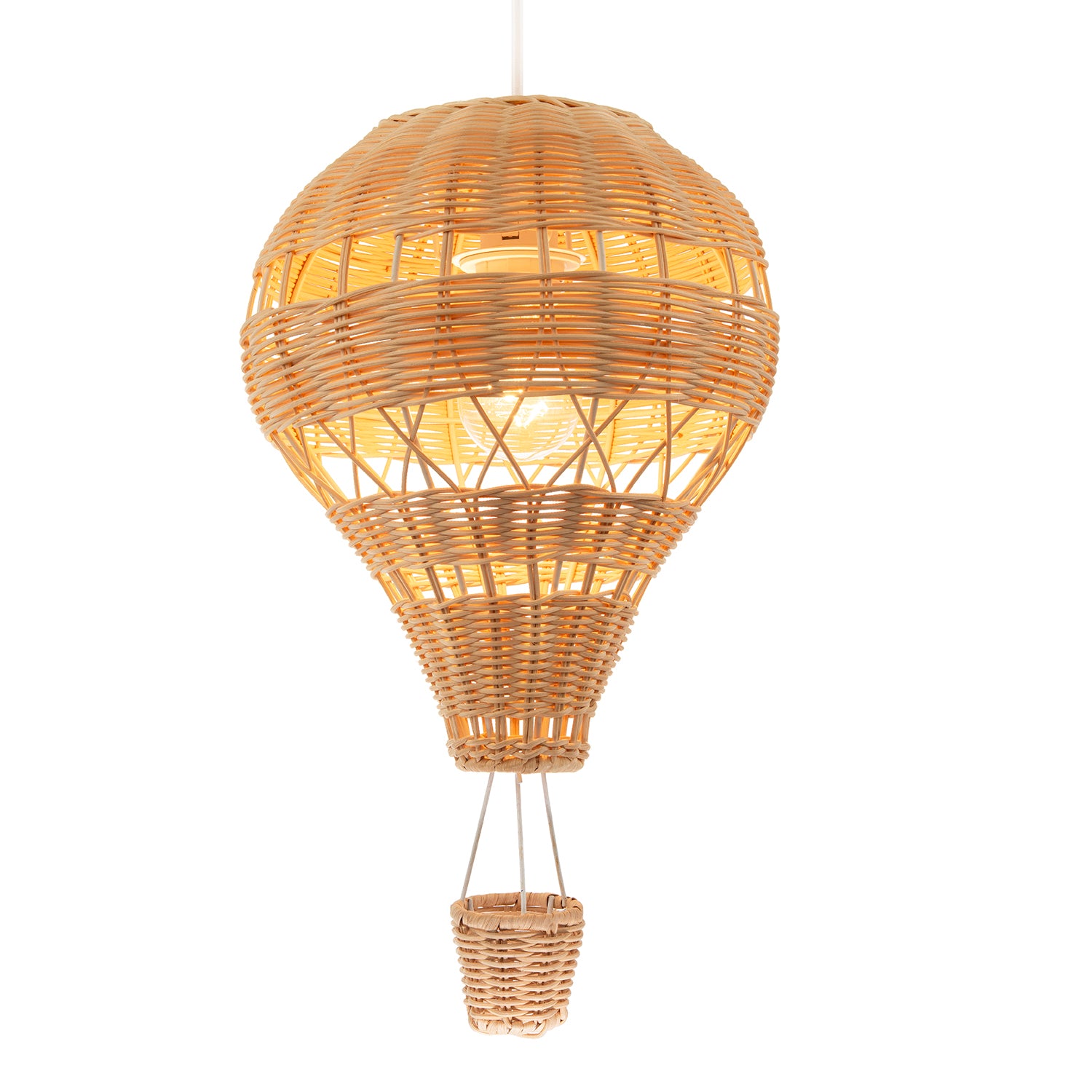 Quirky Hot Air Balloon Natural Rattan Easy Fit Pendant Lighting Shade Image 1