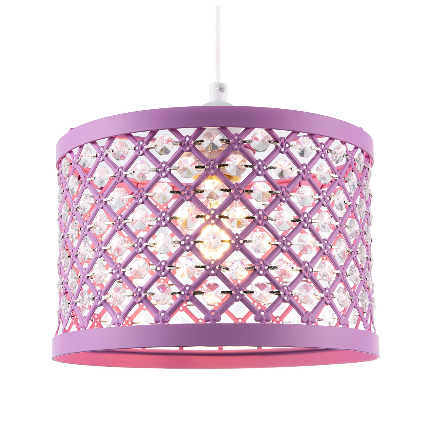 Modern Ornate Lavender Lilac Pendant Shade with Clear Acrylic Beads Image 2