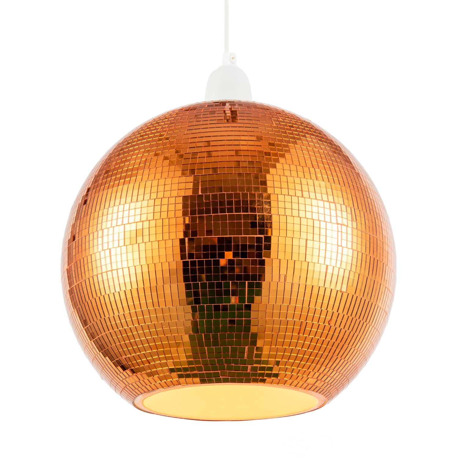 Shiny Disco Mosaic Ball in Vibrant Orange Mirrored Tiled Retro Style Image 2