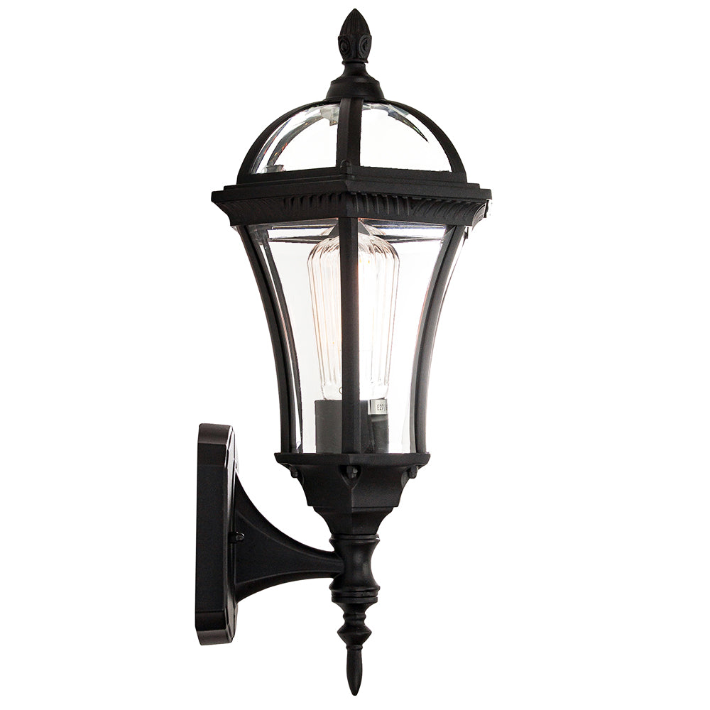 Traditional Matt Black Exterior Lantern Wall Light Fitting Image 2