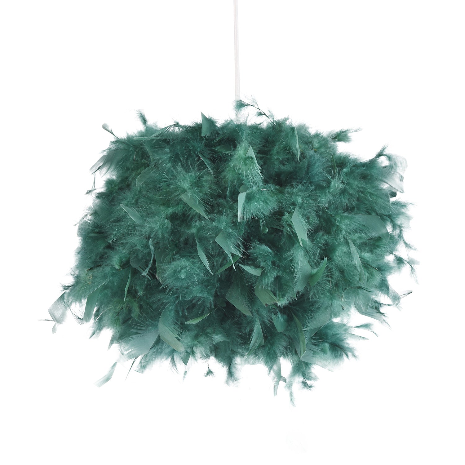 Eye-Catching and Modern Small Forest Green Feather Decorated Pendant Light Shade Image 1
