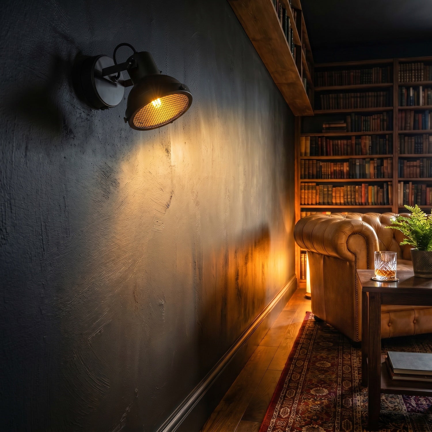 Vintage and Industrial Matte Black Spot Wall Light Fitting with Grill Image 6
