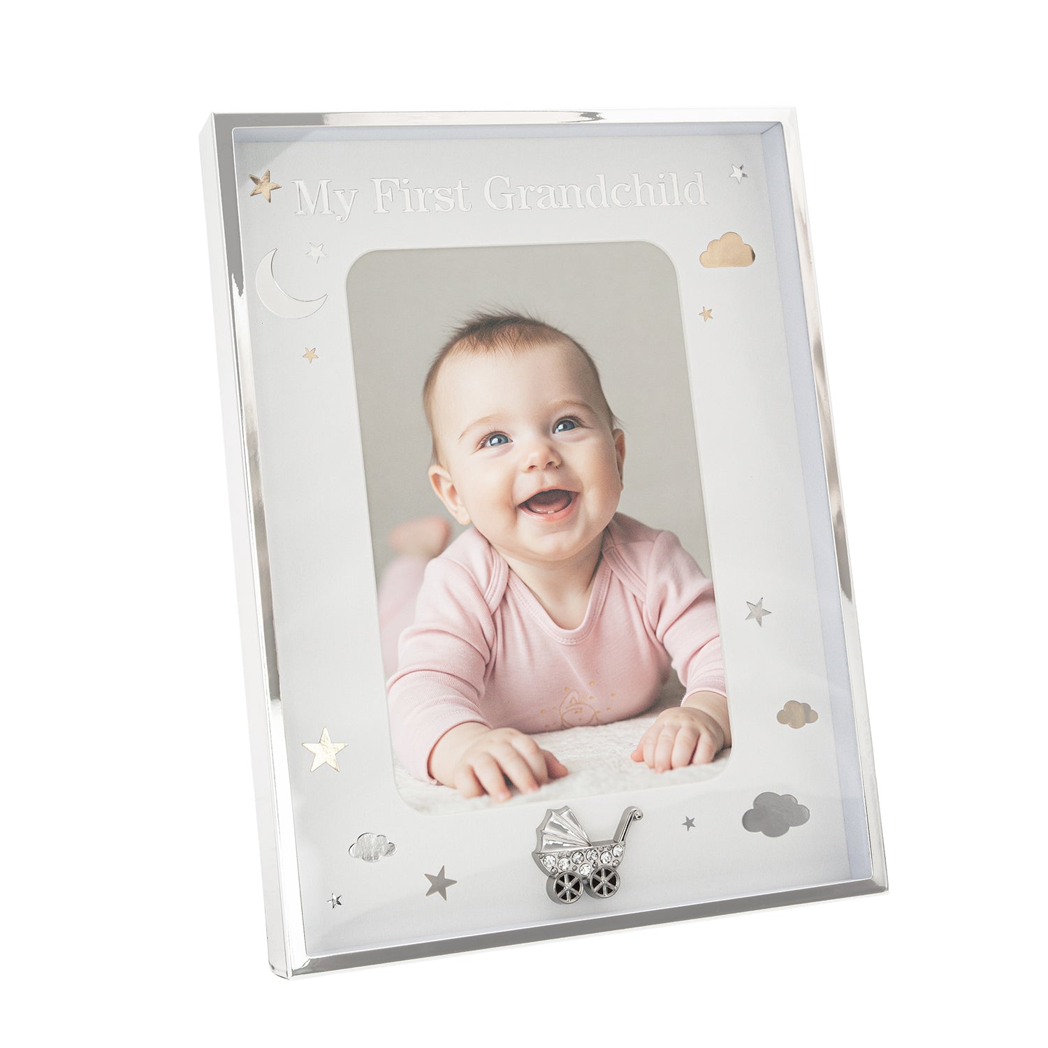 Grandchild Silver Plated Frame with Gold and Silver Stars and Clouds Image 2