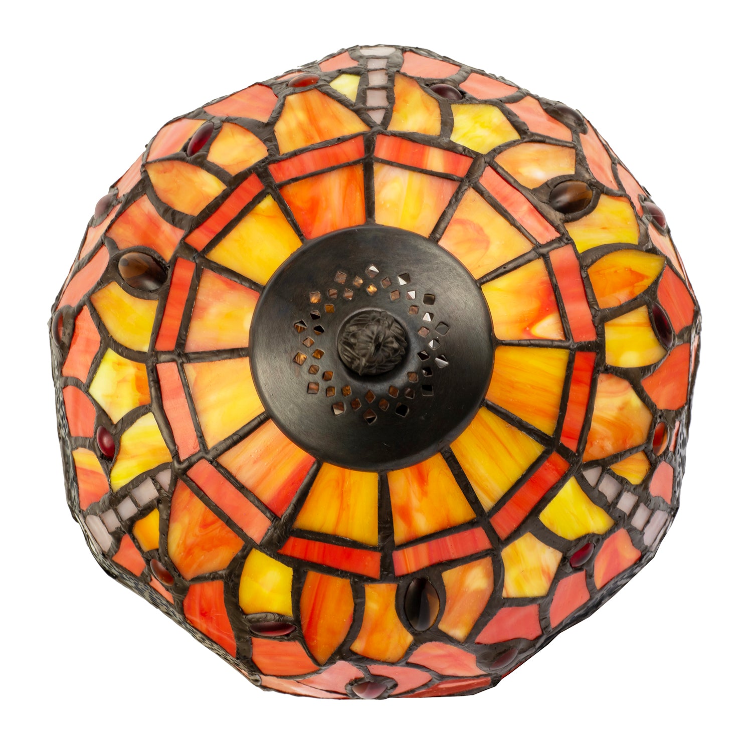 Hand Crafted Orange and Amber Stained Glass Dragonfly Tiffany Lamp Image 3