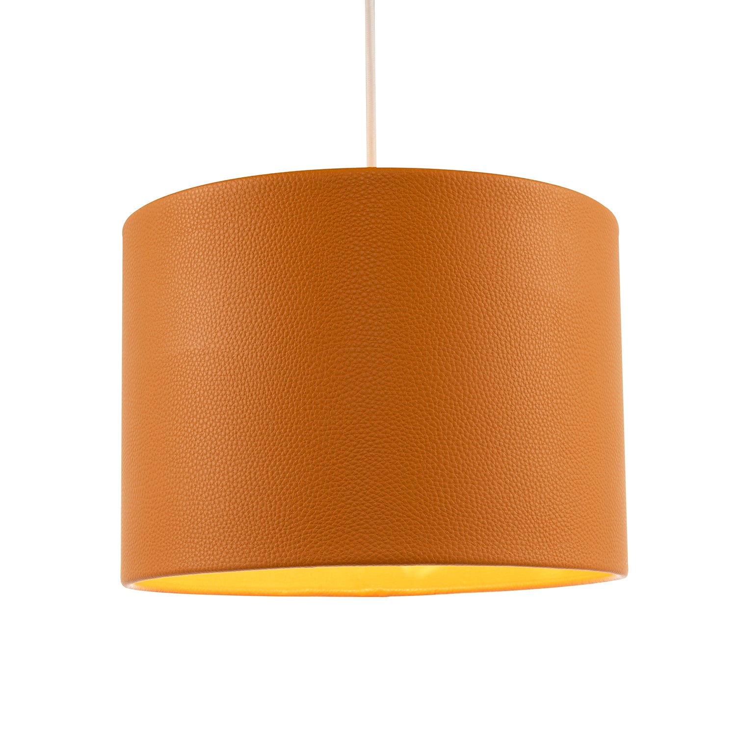 Classic Dark Mustard Faux Leather Lamp Shade with Inner Cotton Lining Image 2