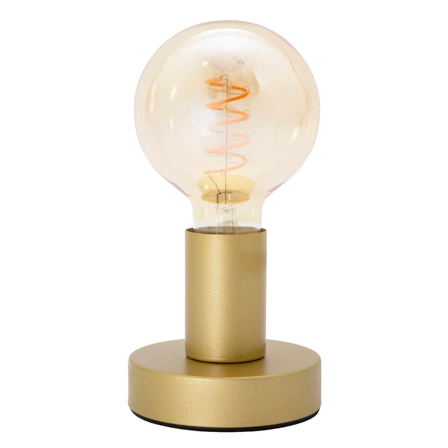 Satin Gold Bulb Holder Table Lamp to Showcase Vintage Filament Bulbs Image 1