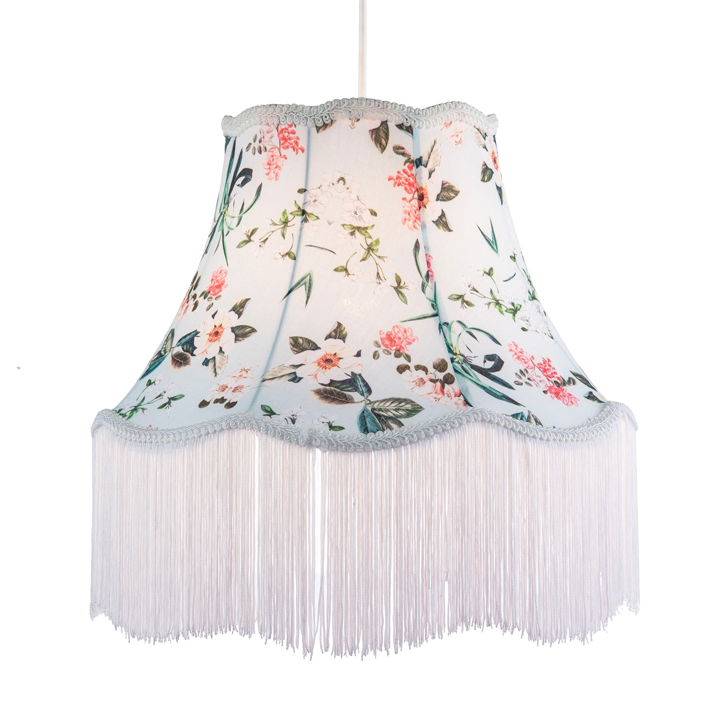 Victorian Styled Vintage Lamp Shade with Green and Blue Floral Decor Image 2