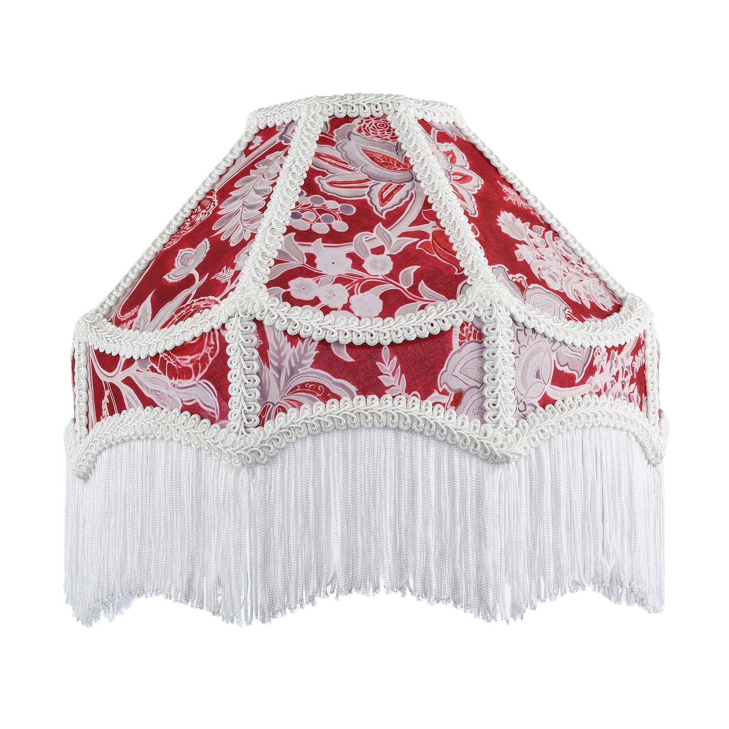 Vintage Victorian Style Floral Pendant Shade in Burgundy Red Fabric Image 1