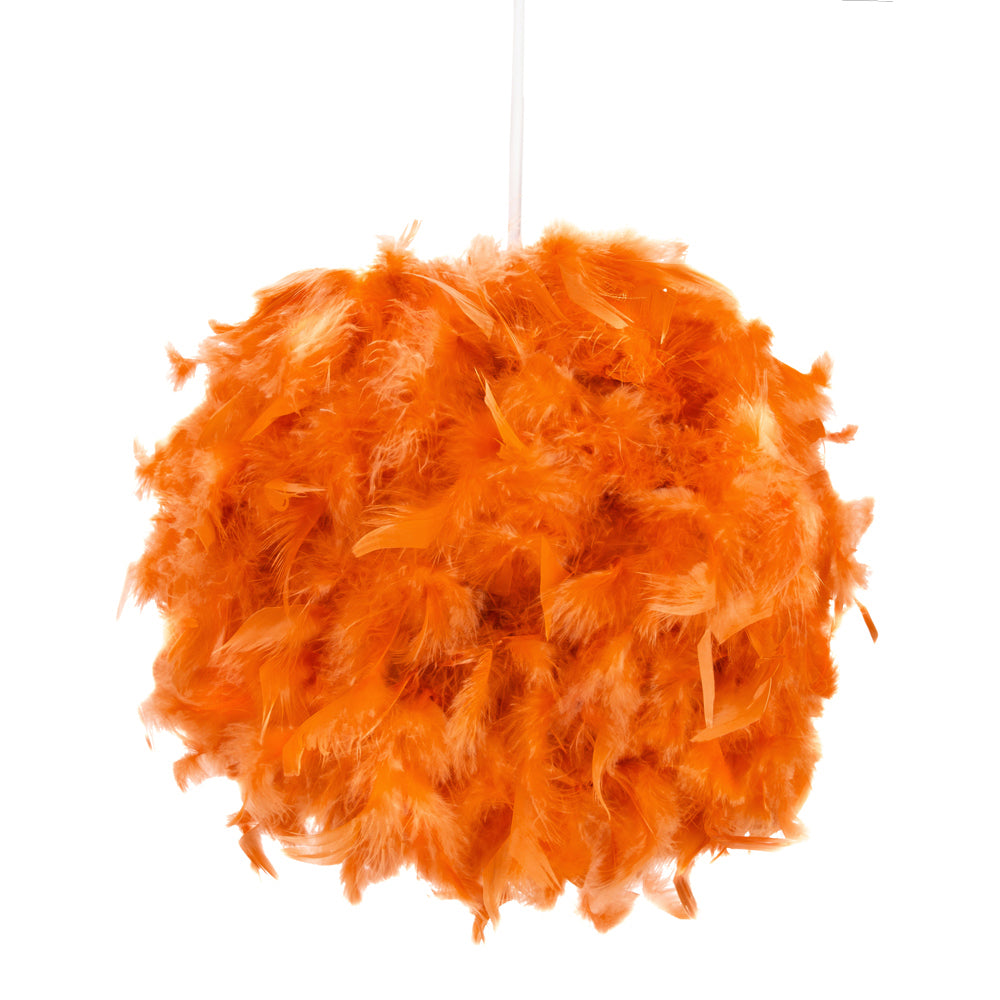 Eye-Catching and Modern Small Orange Feather Decorated Pendant Lighting Shade Image 1
