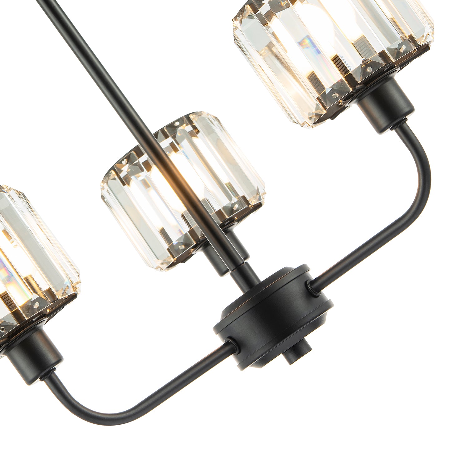 Modern Black Ceiling Light Fitting with Clear Crystal Glass Rods on Three Shades Image 4