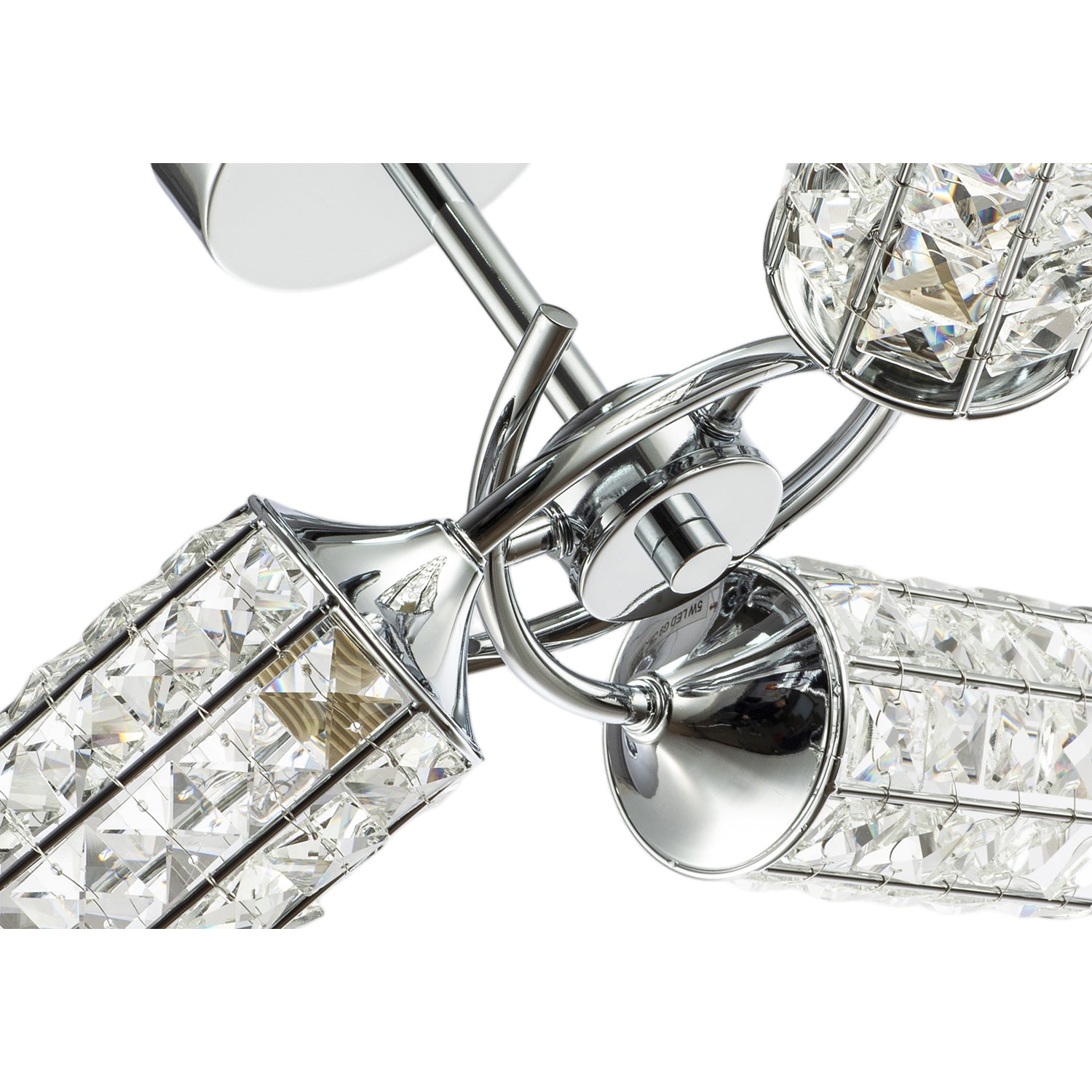 Modern Chrome Ceiling Light with Cylindrical Acrylic Beaded Shades Image 2
