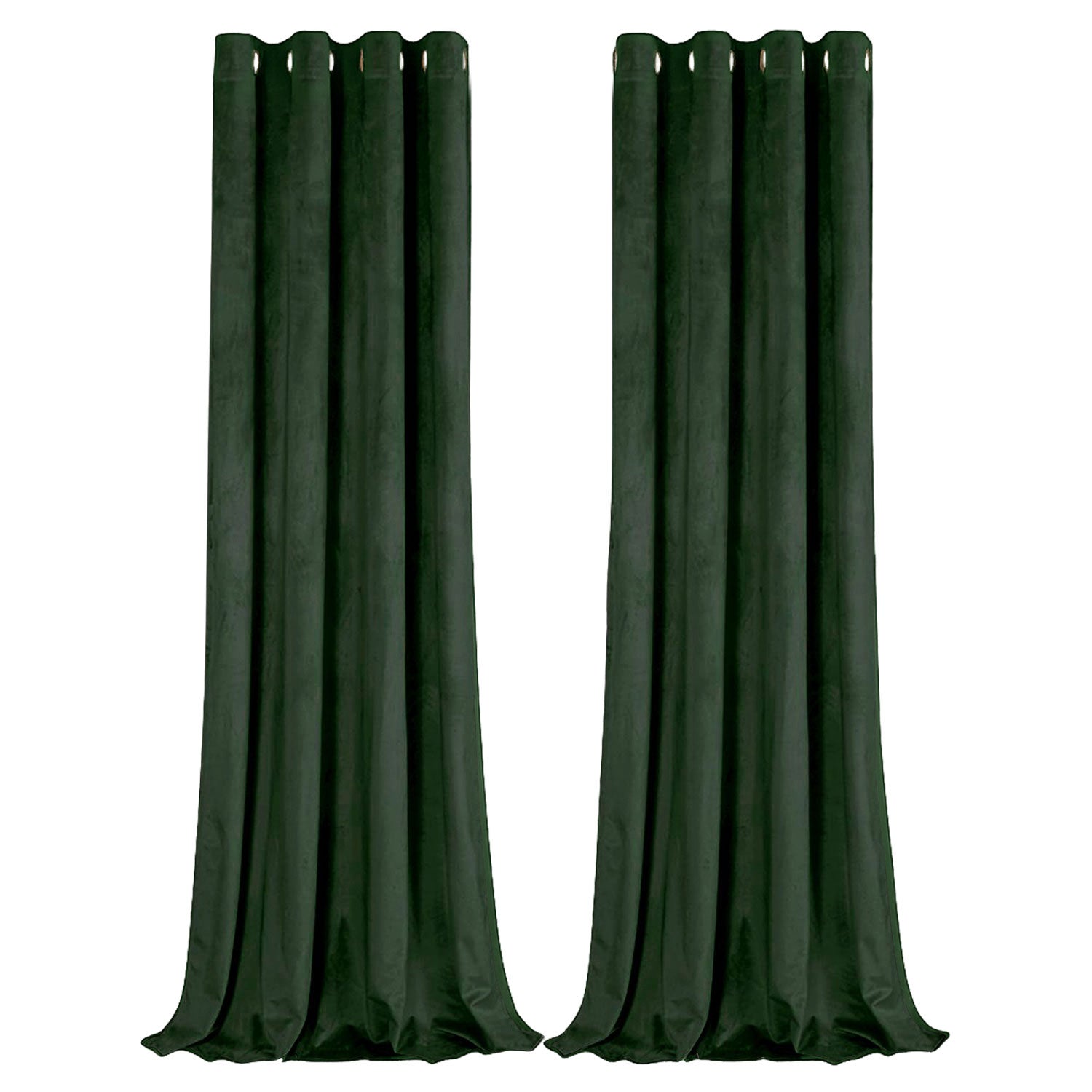 Forest Green Velvet Blackout Eyelet Curtains - 46x63 Inch Drop - Pair Image 1