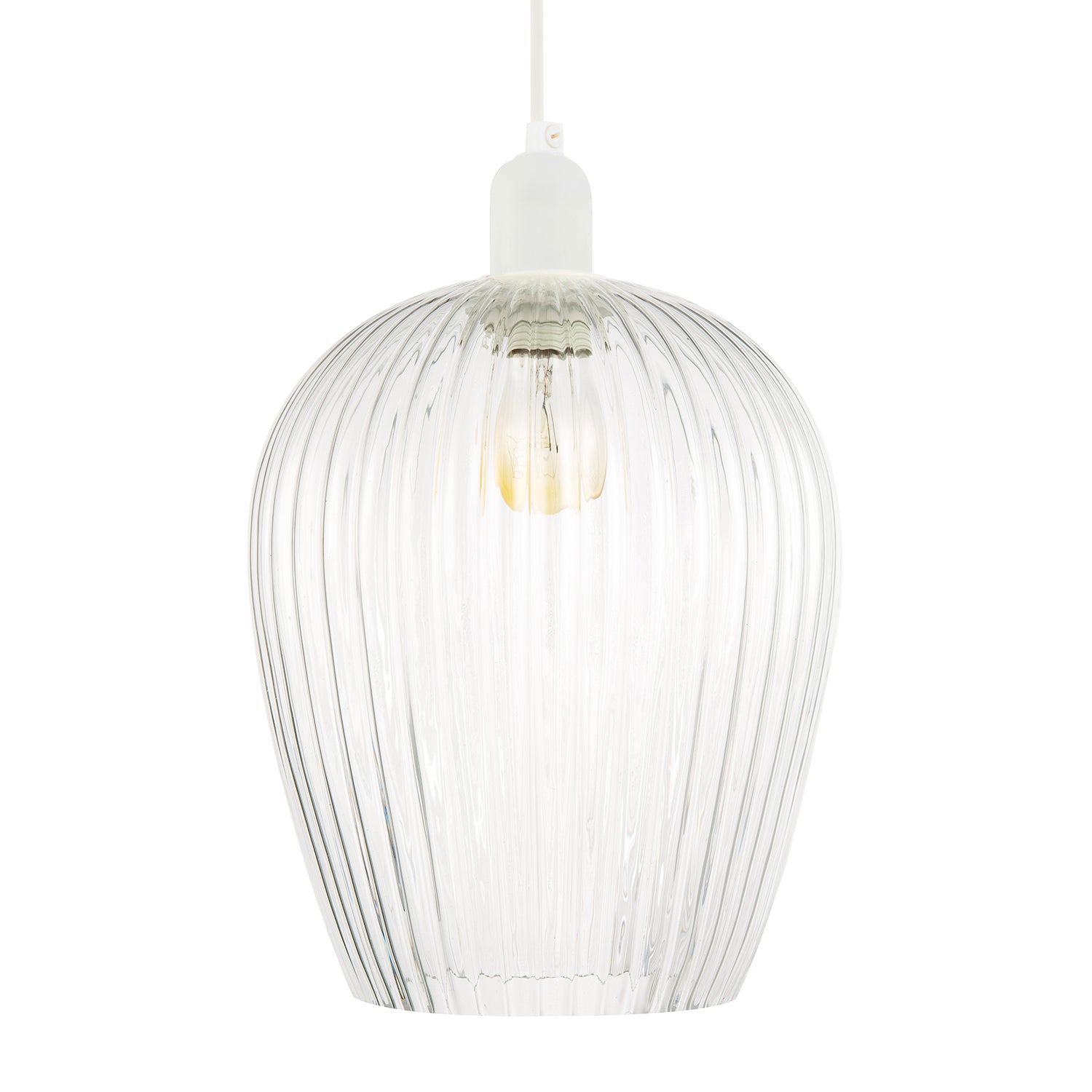 Modern Transparent Mini Line Ribbed Glass Pendant Ceiling Lamp Shade Image 1