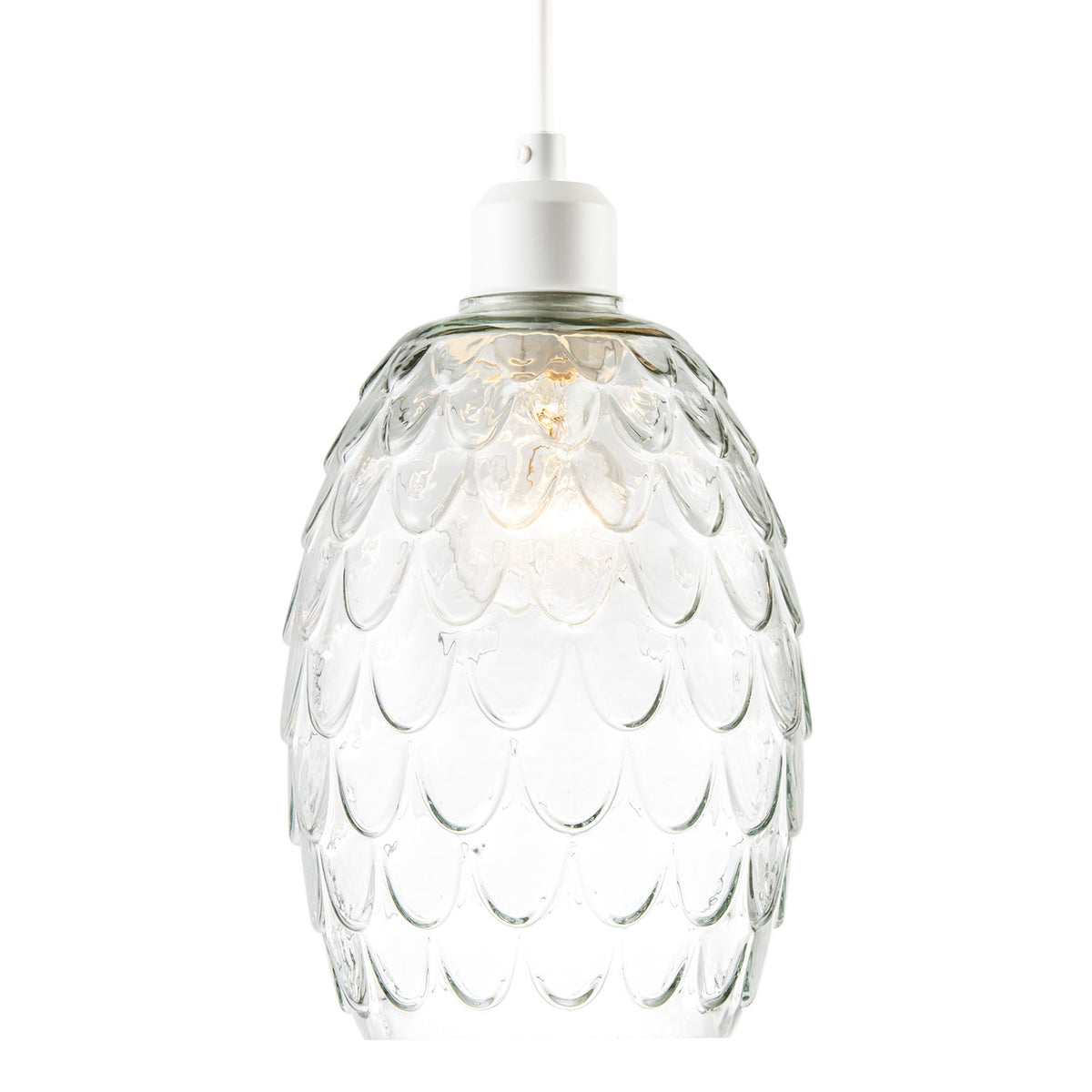 Modern Clear Embossed Glass Pendant Light shade with Scalloped Pattern Image 2