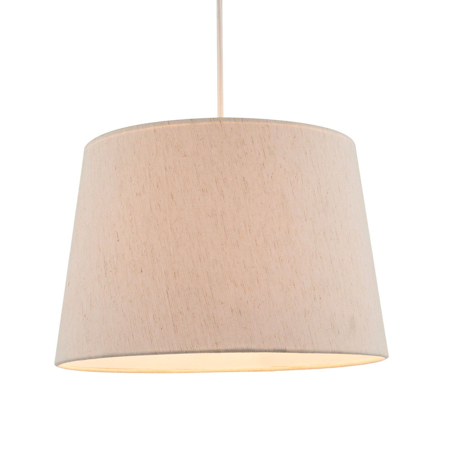 Light Beige Natural Linen Fabric Lamp Shade with White Cotton Lining Image 2
