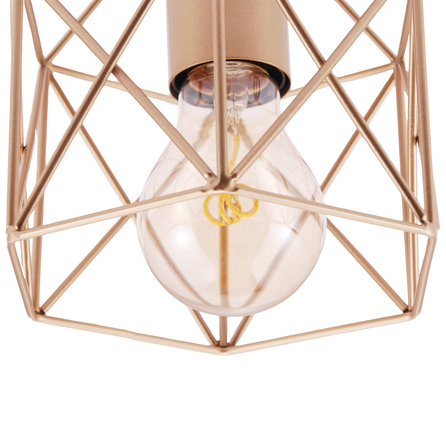 Vintage Industrial Satin Gold Ceiling Lighting Fitting with Wire Cage Design Image 3