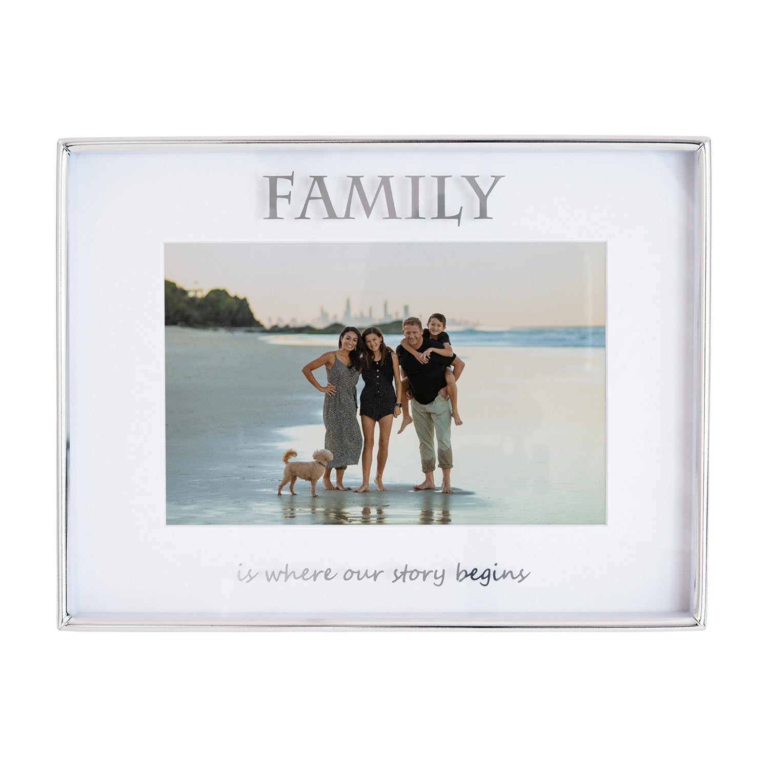 Contemporary Silver Plated Metal Family 4x6 Picture Frame for Wall or Table Image 1