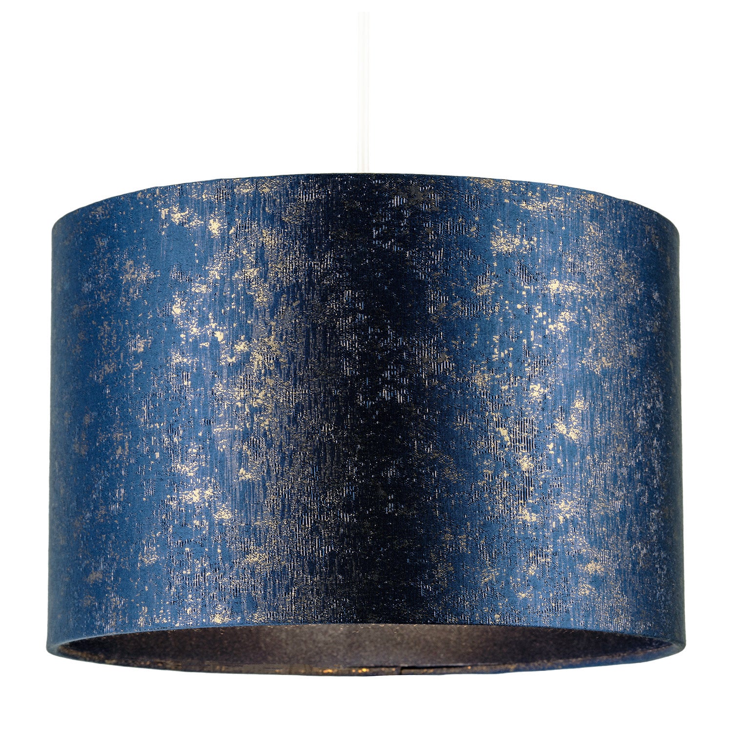Midnight Blue Jacquard Fabric Lamp Shade with Gold Foil Fleck Accents Image 2