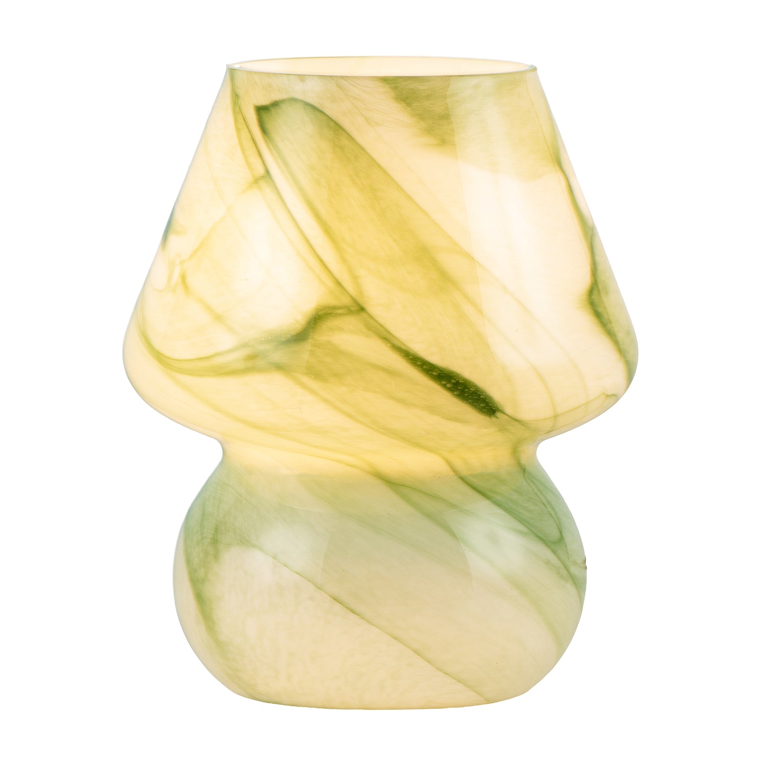 Modern Mini Mushroom Glass Table Lamp with Green Marble Effect Pattern Image 3