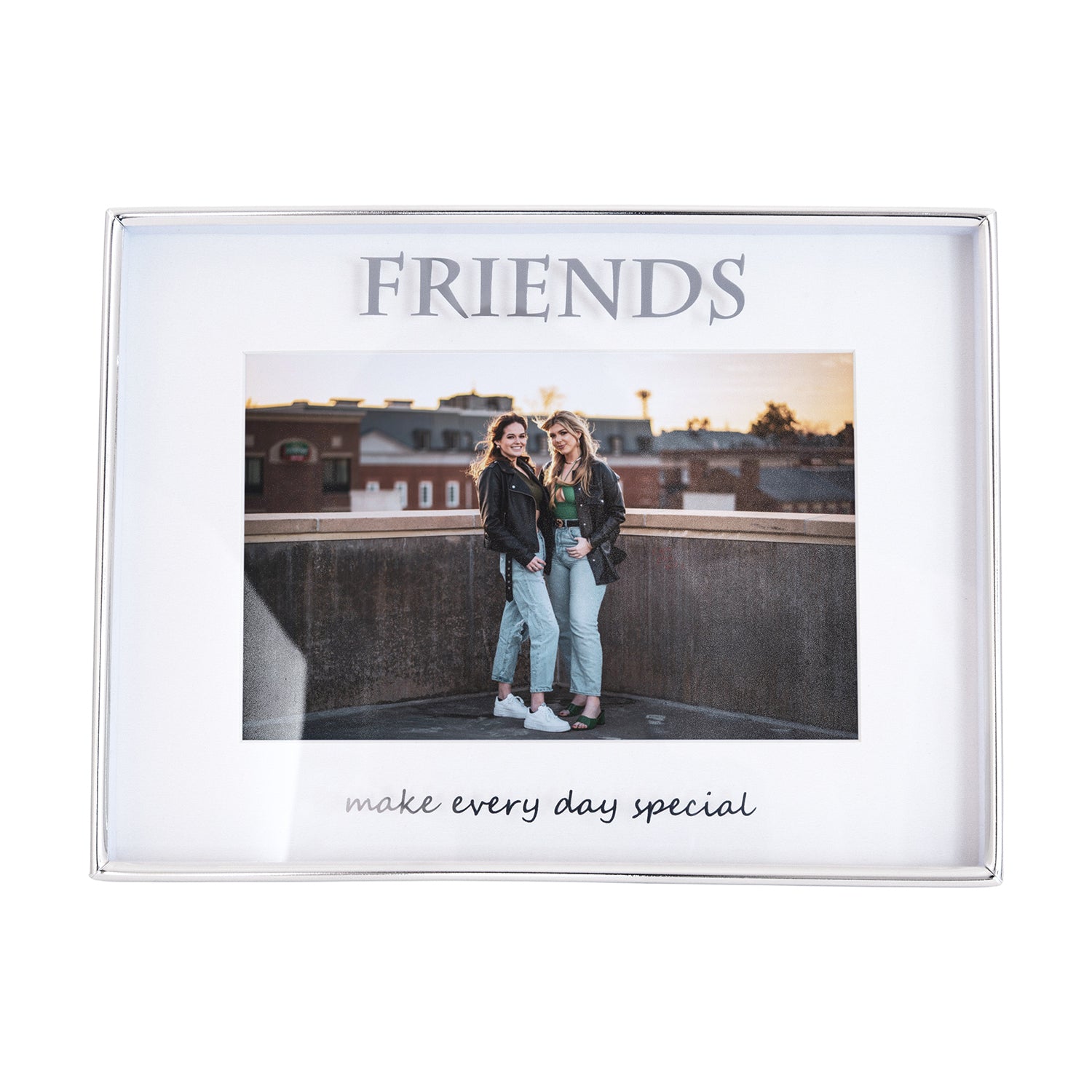 Contemporary Silver Plated Friends 4x6 Picture Frame for Wall or Table Image 1