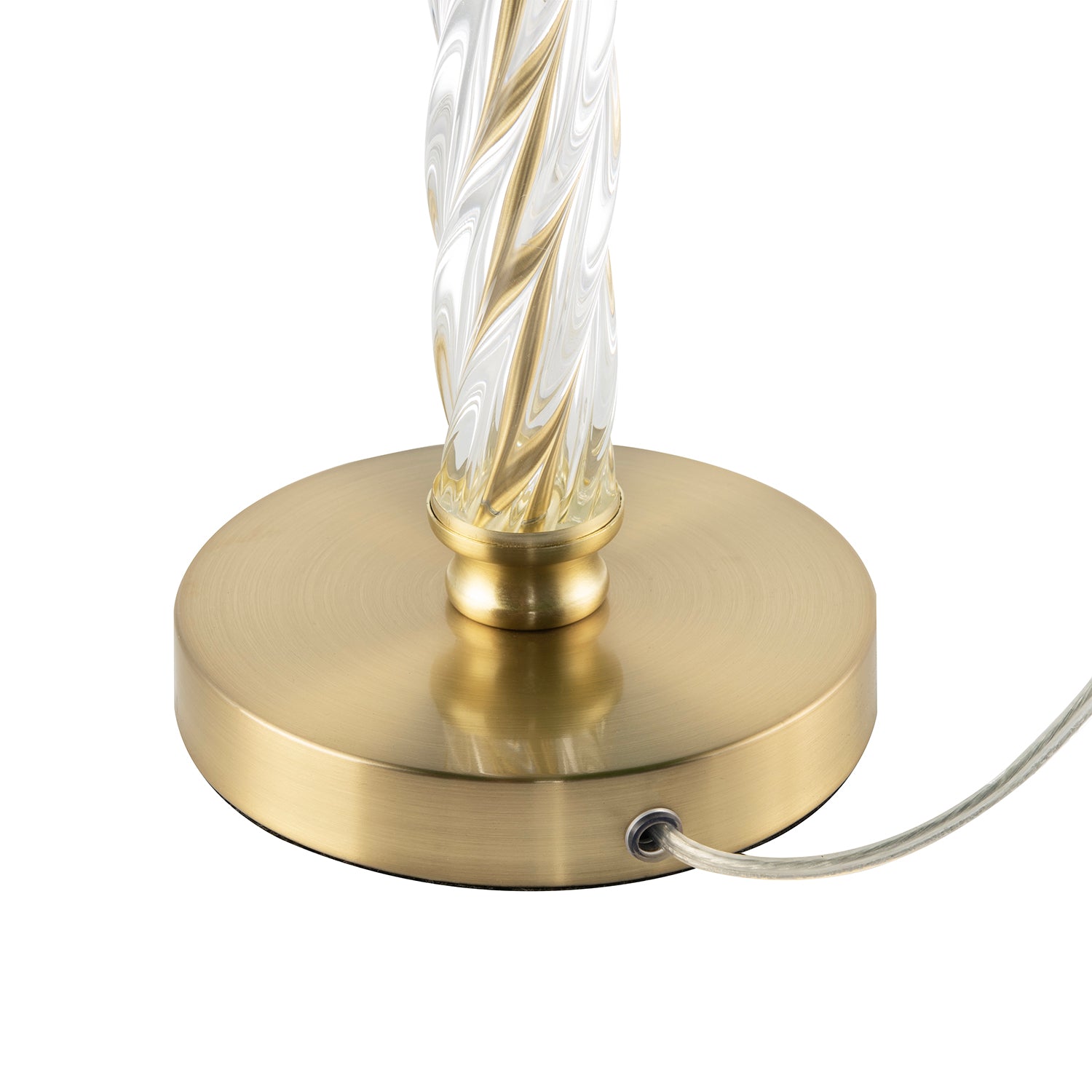 Satin Gold Table Lamp Base with Twisting Clear Glass Designer Feature Image 5