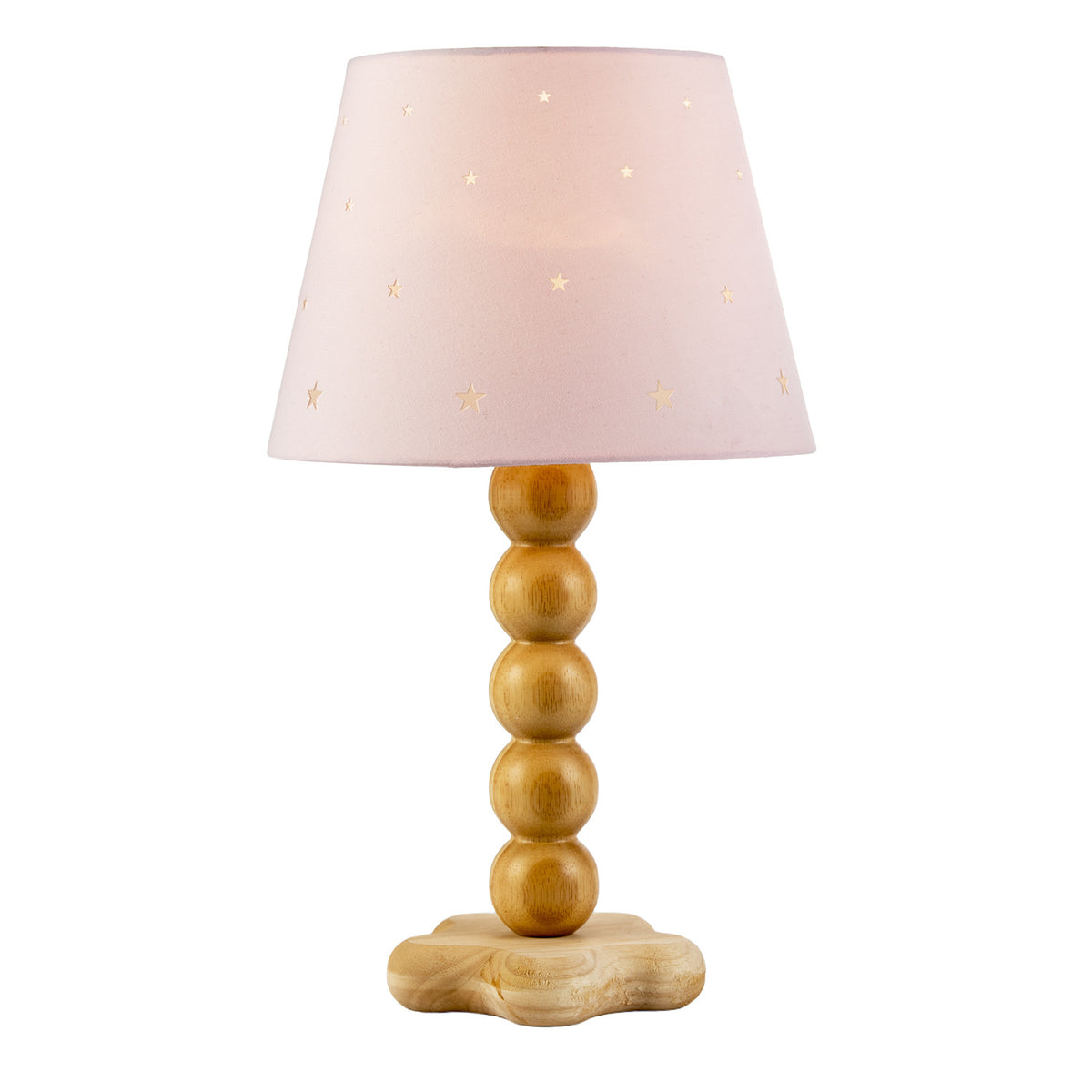 Charming Pink Lamp with Scattered Stars and Wooden Star Foot Base Image 2