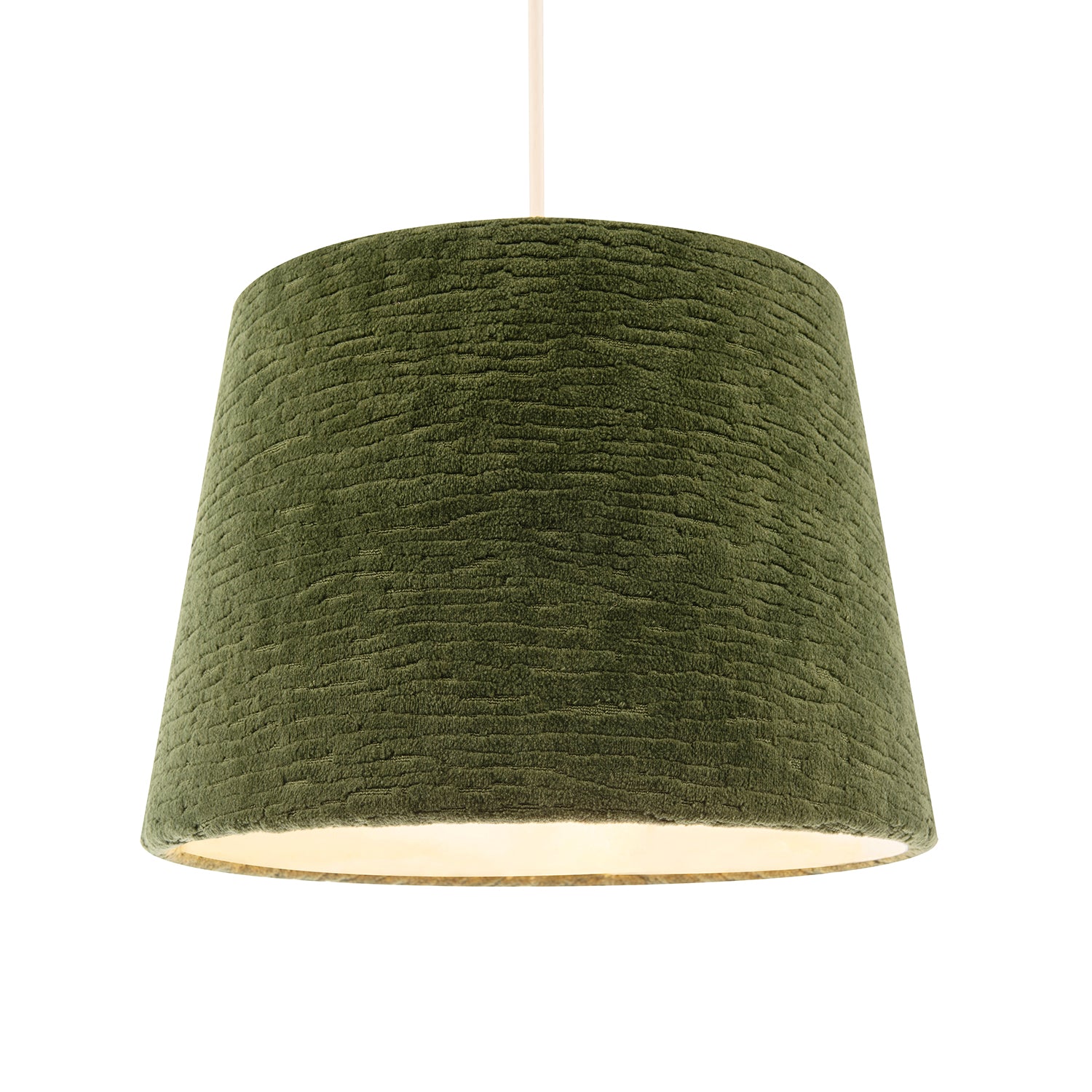 Thick Lined Textured Forest Green Velvet Lamp Shade with Satin Inner Image 2
