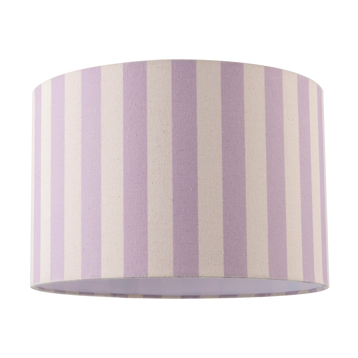 Lavender Lilac and Oatmeal Linen Striped Lamp Shade with Fabric Inner Image 1