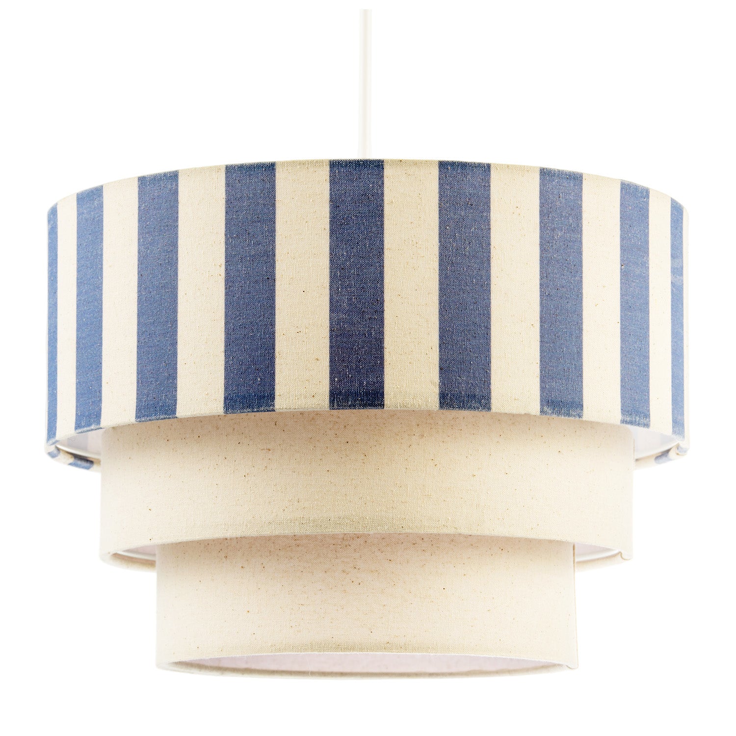 Modern Three Tier Pendant Light Shade with Dusty Amparo Blue Stripes Image 1