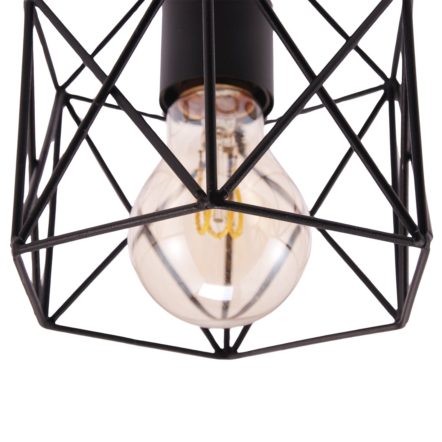 Vintage Industrial Matte Black Ceiling Lighting Fitting with Wire Cage Design Image 3