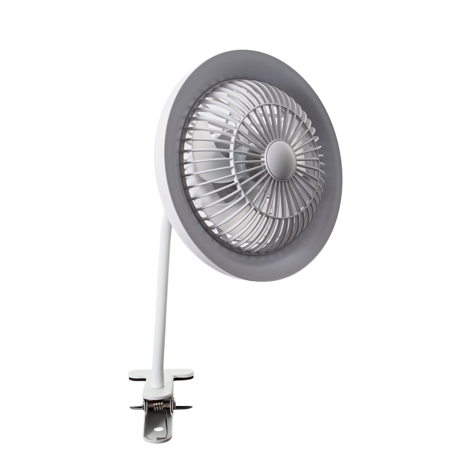 White Rechargeable 3 Speed Clip-On Fan with LED Dimmable Ring Light Image 2