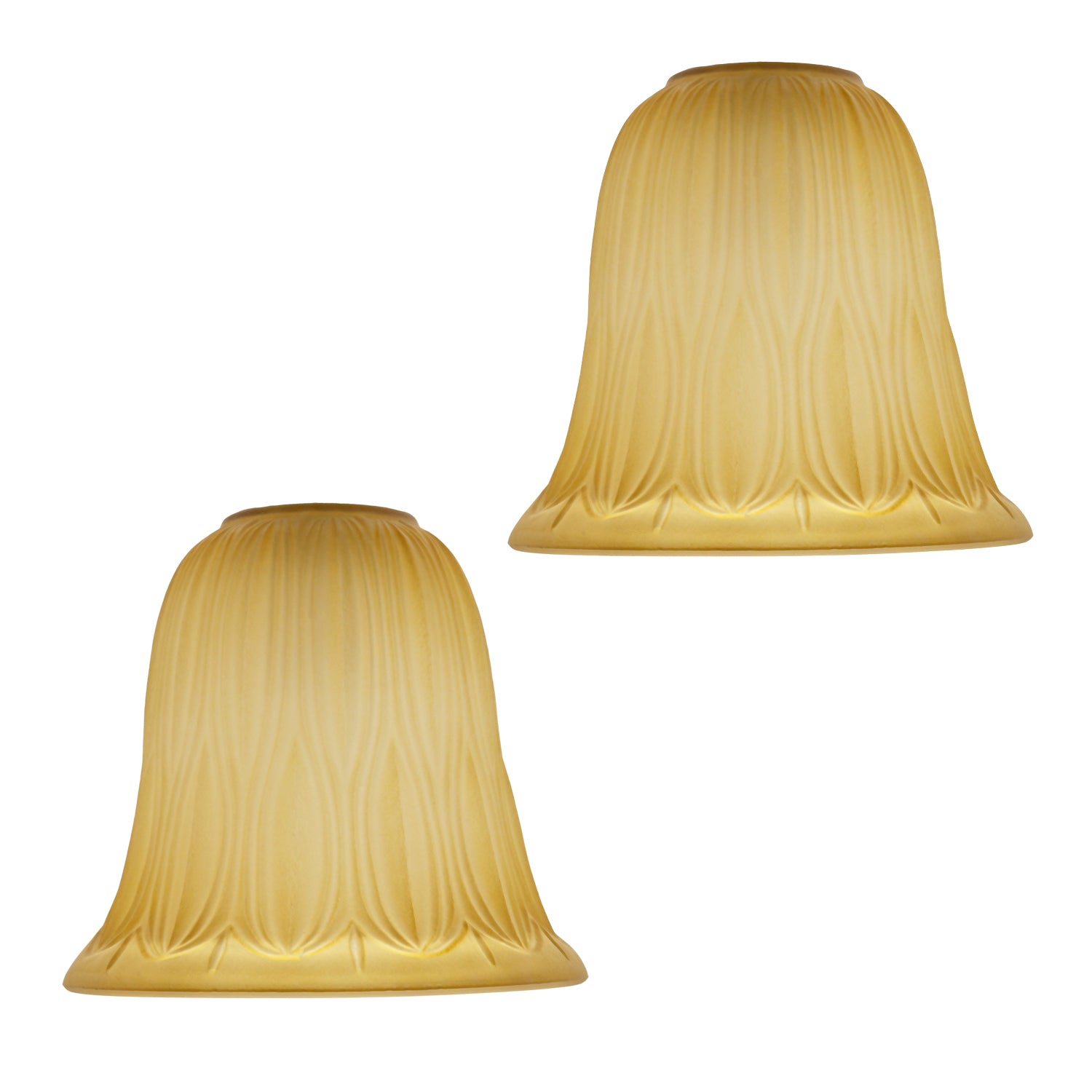 Pair of Amber Etched Glass Shades with Traditional Shape for E14 and E27 Image 1
