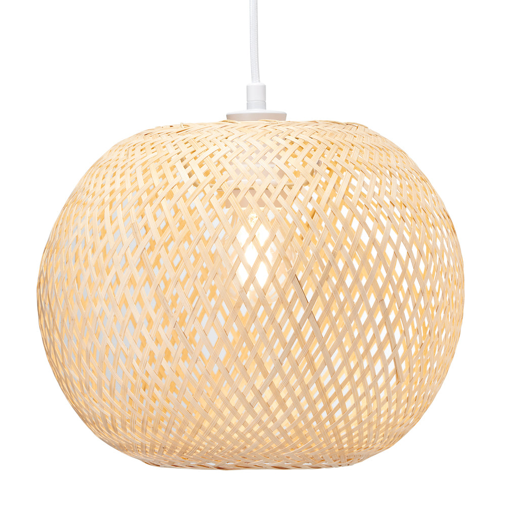 Eco Friendly Modern Spherical Cage Design Bamboo Strapping Pendant Lamp Shade Image 2