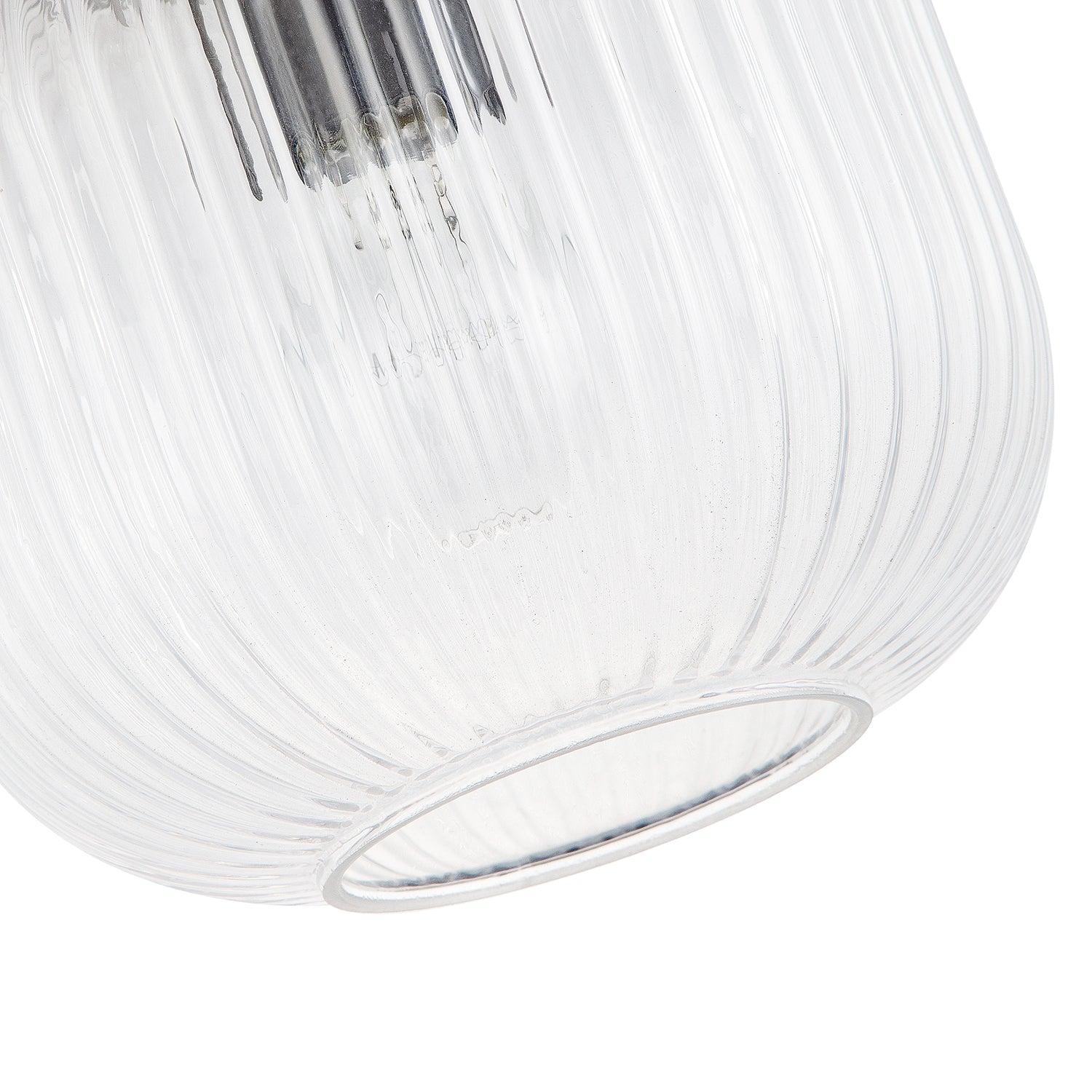 Contemporary Matte Black Ceiling Light with Clear Ribbed Glass Shade Image 5