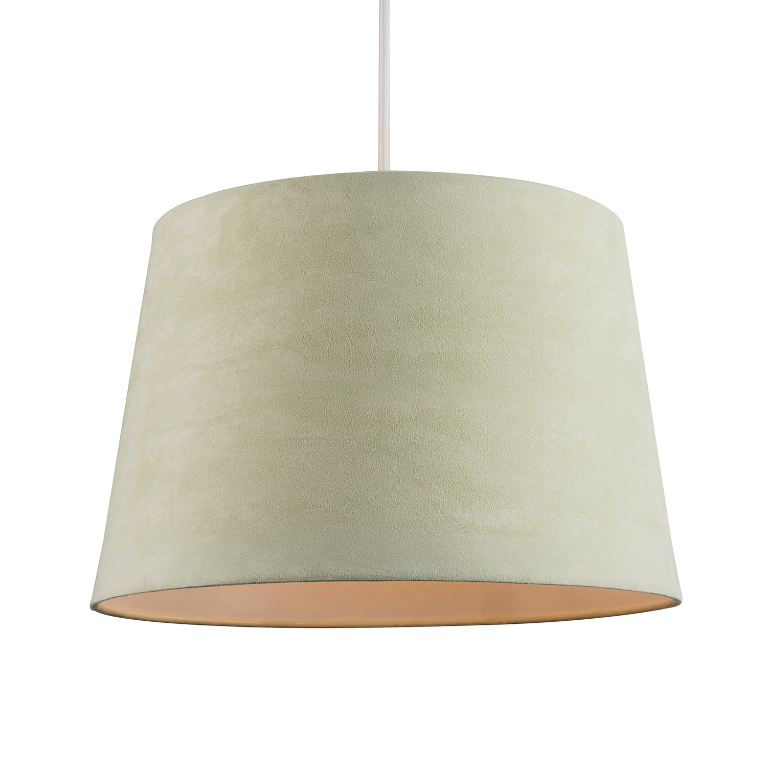 Olive Green Velvet 12 Inch Drum Lamp Shade with White Cotton Inner Image 2