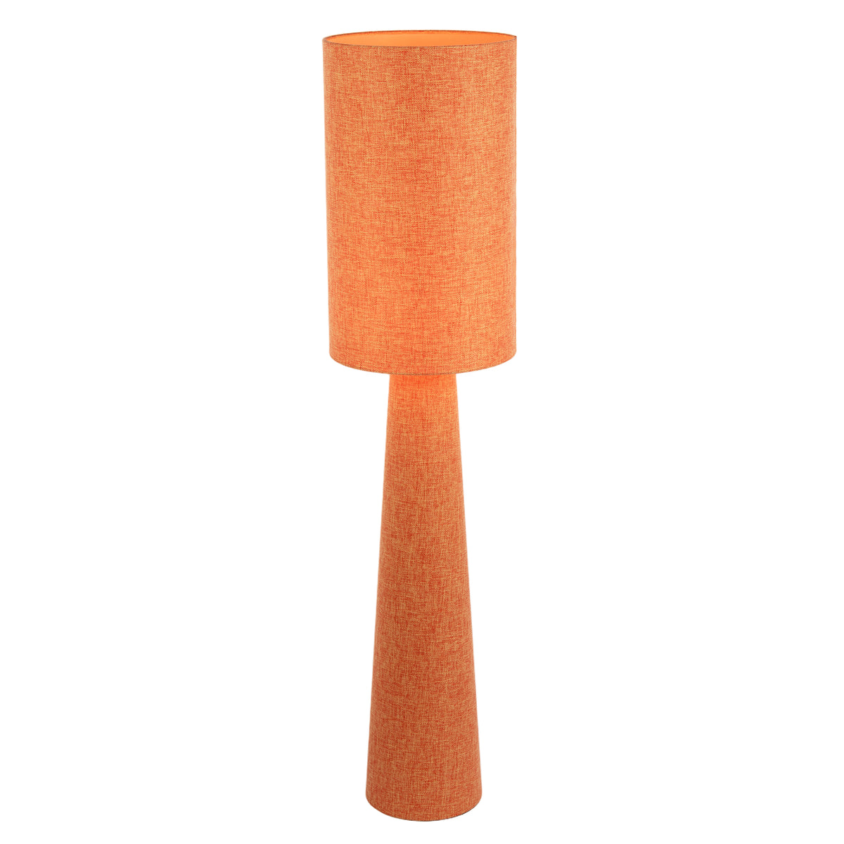 Modern Dusty Orange Linen Fabric Floor Lamp with Drum Shade and Base Image 2