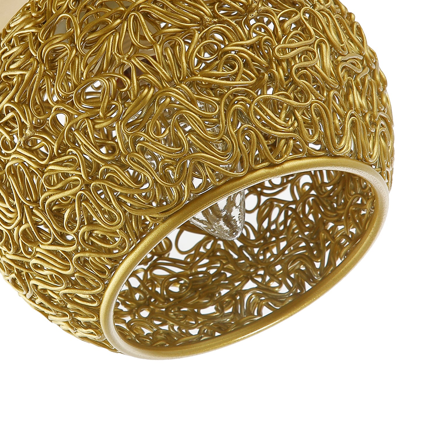 Modern Satin Gold Ceiling Light Fitting with Twisting Metal Shade Image 4