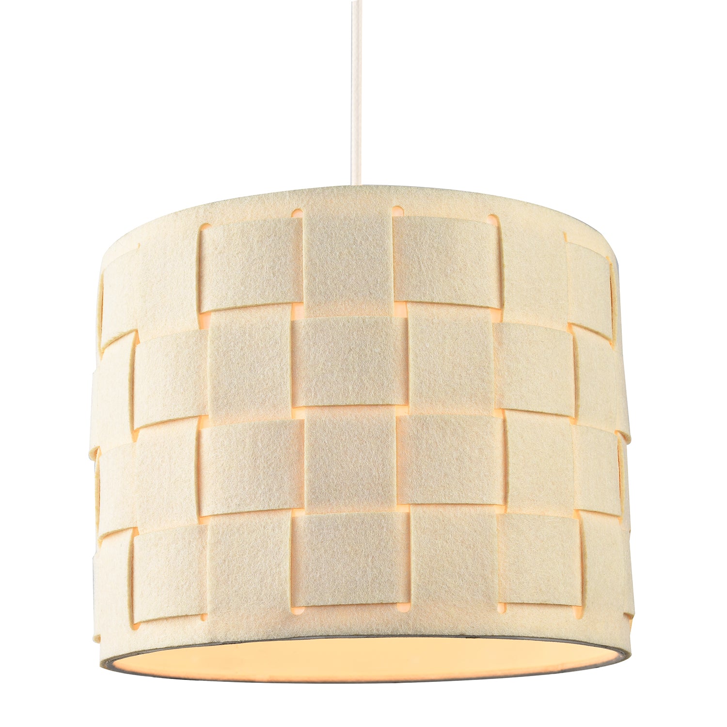 Modern Designer Woven Cross Hatch Felt Drum 10 Inch Lamp Shade in Soft Cream Image 2